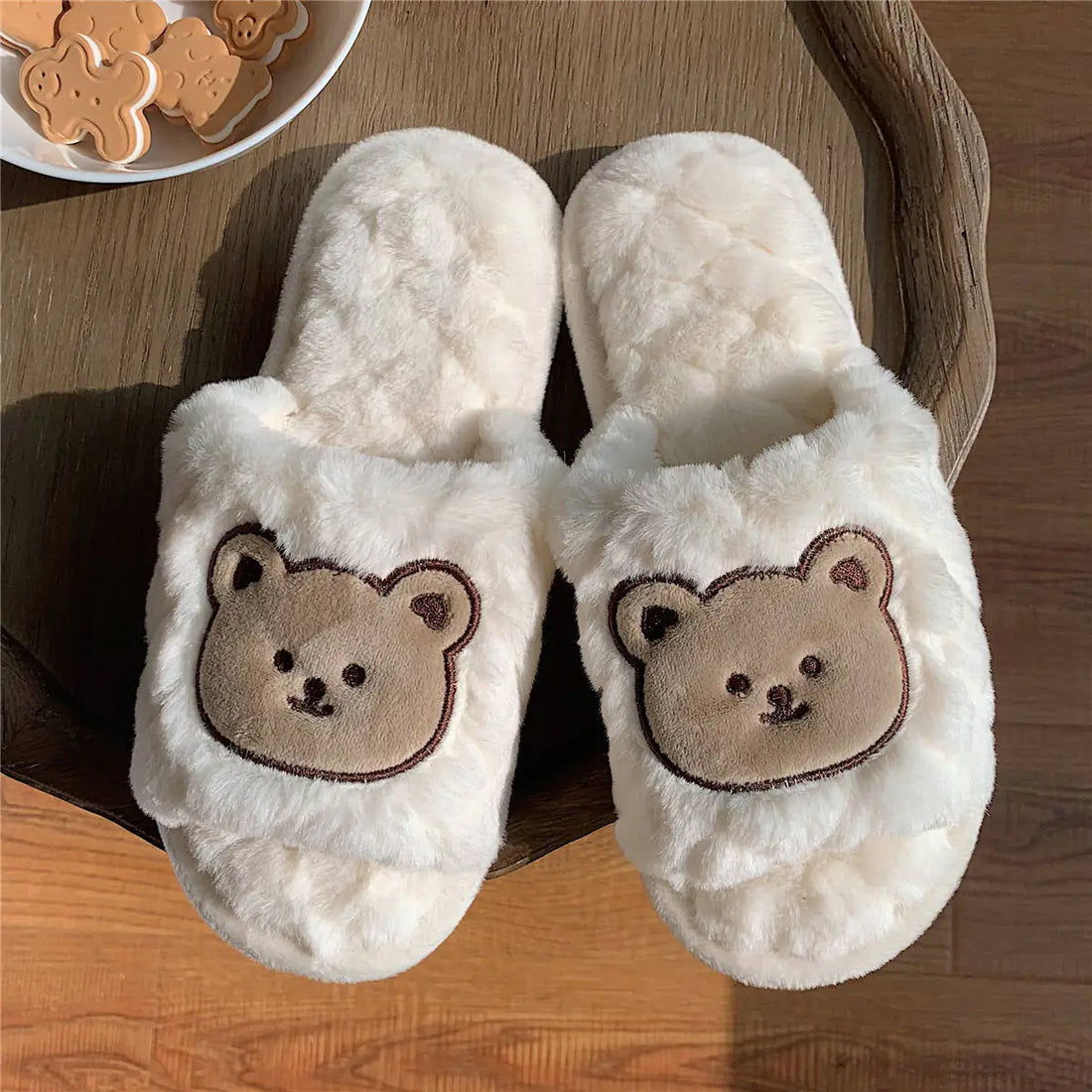 Cute Bear Cotton Slippers for Women in Autumn/Winter